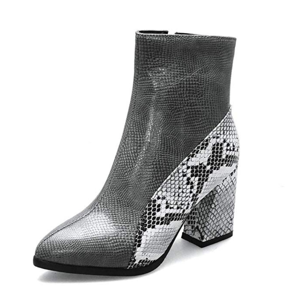 Brand New Gray and White Snakeskin Pattern Boots